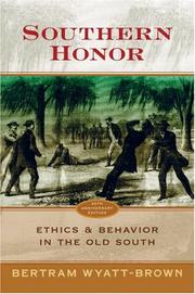 Cover of Southern Honor: Ethics & Behavior in the Old South
