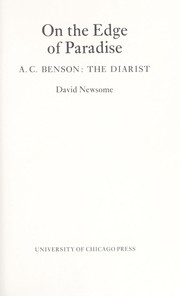 Cover of On the Edge of Paradise: A. C. Benson, Diarist