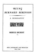 Cover of Being Bernard Berenson