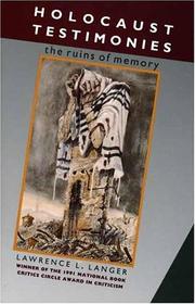 Cover of Holocaust Testimonies: The Ruins of Memory