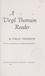 Cover of A Virgil Thomson Reader