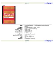 Cover of Human Knowledge: Its Scope and Limits